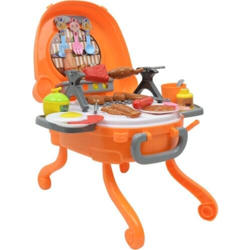Music Lighting Children BBQ Toy Simulation Kitchen Toys Set Suitcase Educational Outdoor Pretend Play Kids Barbecue