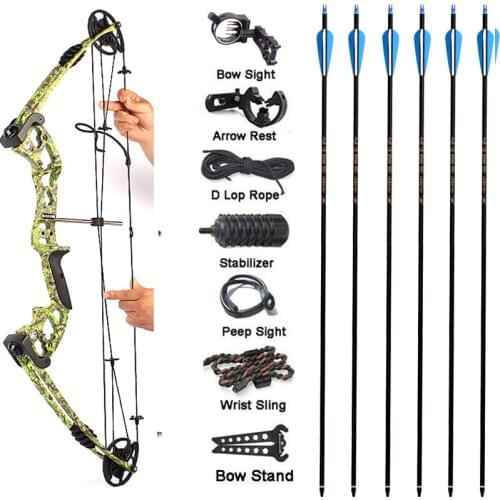 Archery Composite Bow And Arrow Set 30-70 Lbs Adjustable Hunting Bow 320fps Left And Right Hand Outdoor Hunting Shooting Set