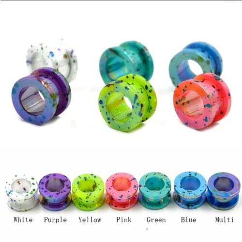 PAIR Acrylic Dot Screw Fit Flesh Tunnel Ear Plug Expander Stretcher 5-12mm Assorted Colors Ear Plugs Gauges Piercing Jewelry