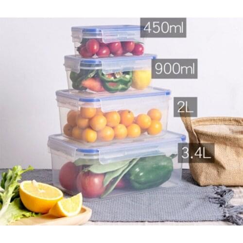 Plastic Lunch Boxes Kitchen Storage Box Picnic Outdoor Keep Fresh Clear Food Storage Container Transparent Microwave Be