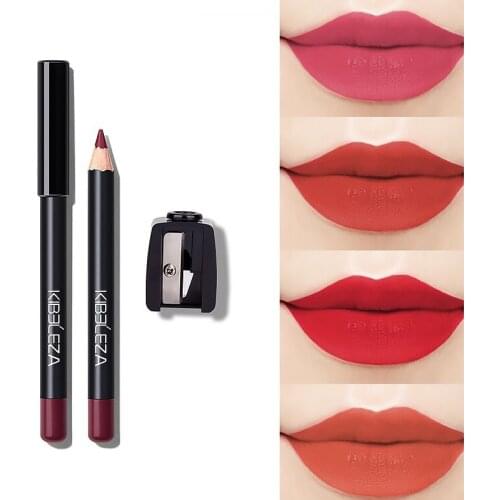 6 Colors Lip Liner Waterproof Sweat-proof Long-Lasting Non-Discoloring Matte line Drawing Lipstick Pen with a Pencil Sharpener