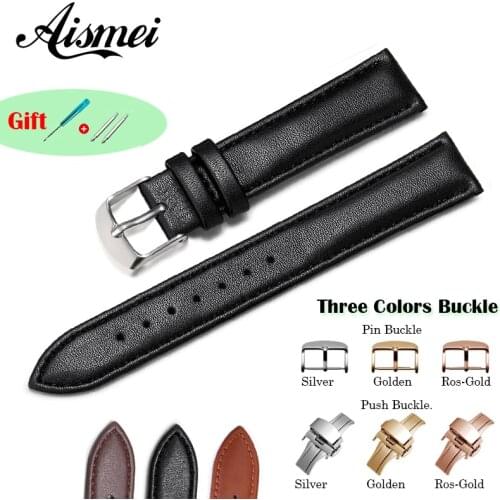 Full-grain leather Glossy Genuine Leather watchband Patent leather with pin Buckle watch band 12 13 14 15 16 17 18 19 20mm