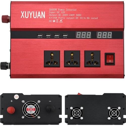 Portable Car Inverter 12V 220V 10000W Car Power Inverter DC 12V To 220V-240V Modified Sine Wave Invert Adapter