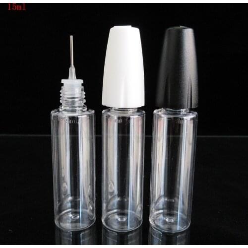 10pcs 15ML New design PET Empty Refillable Bottle,Needle tip Dropper Bottle for Ego,E liquid ,Clear Plastic Small needle Bottl
