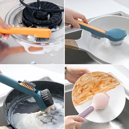 Long Handle Pot Brush Hangable Cup Cleaning Tools Kitchen Multifunctional Dishwashing Brushes Kichen Accessories