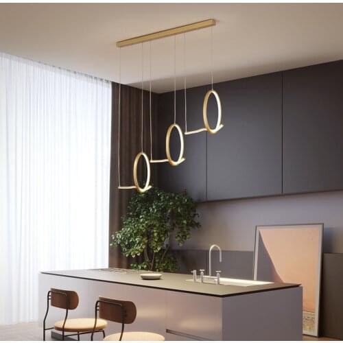 Modern Home Dining LED Chandelier Simple Dining Room Chandelier lighting Geometric circle Bar Cafe Lights Creative hanging lamp