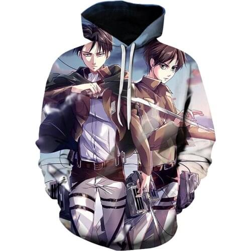 Anime 3D Attack on Titan Hoodies Teenager Kids Long Sleeve Pullover Sweatshirt Women Men Hip Hop Street Hoodies Coat