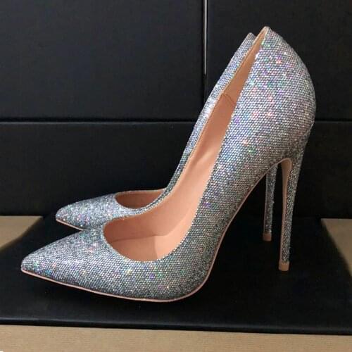 Fashion free shipping women lady multi silver glitter Poined Toe Stiletto high heel pump HIGH-HEELED SHOES Wedding Shoes