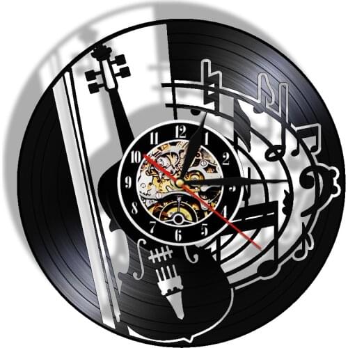 Guitar Music Notes Vinyl Record Clock Hanging Silent Watch Music Lover Music Studio Instrument Wall Decor Sign Guitarist Gift