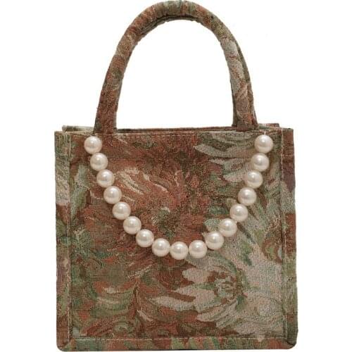 Large Capacity Women Handbag 2021 New Shoulder Bags Fashion Small Tote Bag Printed Shopping Bag Pearl Canvas Bag Bolsas Feminina