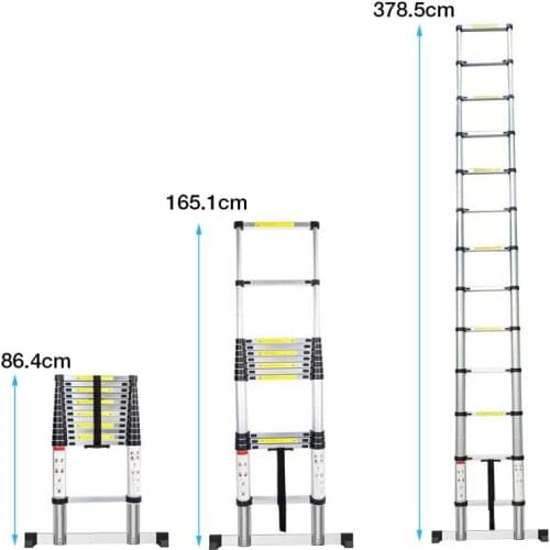 3.8m retractable folding aluminum herringbone ladder, multi-purpose home/library/engineering Non-slip ladder HWC
