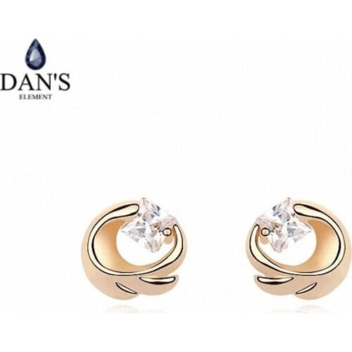 DANS ELEMENT New Sales Genuine Austrian Crystal Champagne Gold Color Flower Earrings For Women Valentines Gift 99681white