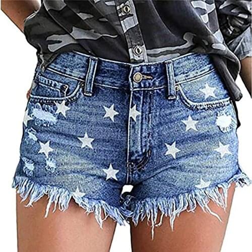 Ladies Shorts Casual High Waisted Short Mini Jeans Ripped Jeans Shorts Tassel Edge Denim Shorts