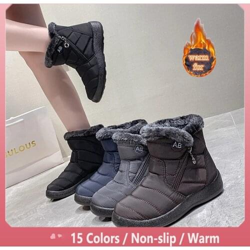 Ladies Waterproof Down Platform Snow Boots Shoes 2021 Warm Plush Fashion Female Side Zipper Winter Comfort Ankle Boots Women