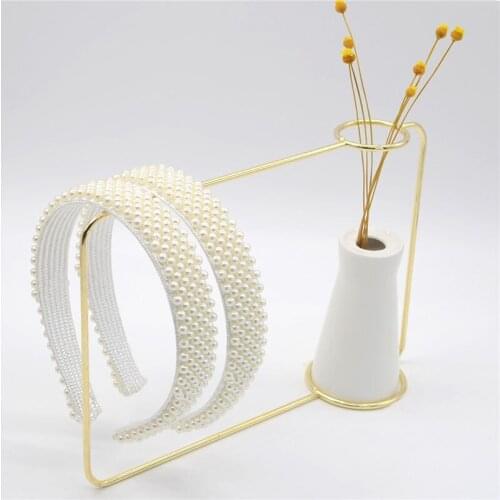 2021 New Handmade Wide-brimmed Hairbands Sponge Headband Women Baroque Korean Hair accessories White pearl headbands