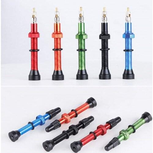 1Pair Bicycle Bike Mountain 48/60mm Presta Valve for Road Tubeless Rim Alloy Or Brass Stem Brass Core W/ Cap & Tool