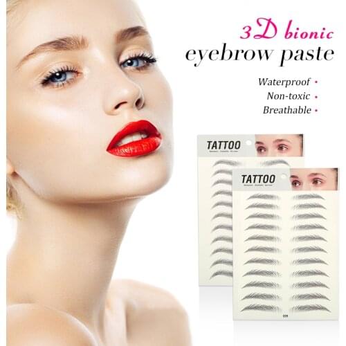 1pc 3D Eyebrow Sticker Bionic Brow Semi-Permanent Transfer Waterproof Tattoo Eyebrow Embroidery Patch