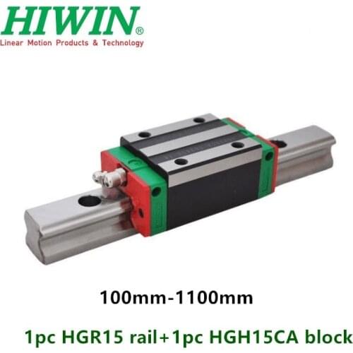 1pc Original Hiwin linear guide rail HGR15 200mm/300mm/400mm/500mm/550mm + 1pc HGH15CA linear block carriage slider CNC parts