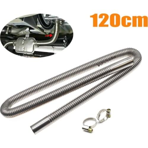 120cm Car Air Parking Heater Exhaust Pipe with 2 Clamps Fuel Tank Exhaust Pipe Hose Tube Stainless Steel For Diesel Heater