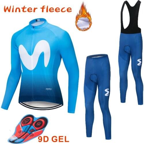 2021 Shake Velvet Winter Warm Fleece Jersey Mens Jersey Suit Outdoor Cycling Bicycle Mountain Bike Clothing Bib Pants Suit