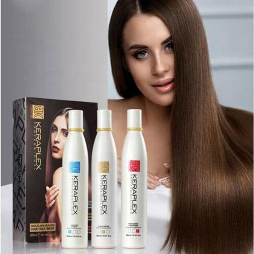 3Pcs 300ml One Set Brazilian Keratin Hair Treatment Repair Damage Frizzy Hair Strengthen Hair Toughness Elasticity Keratine