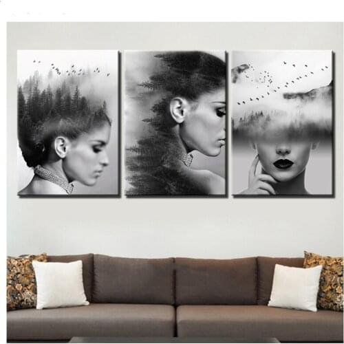 3pcs Diamond Painting Square round drill abstract art Sexy Women 5D Diy Diamond Embroidery Sale Pictures Rhinestone black white