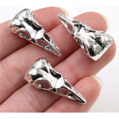 32x14mm 4pcs Antique Silver Plated Hollow Sharp Mouth Skull Handmade Charms Pendant:DIY for bracelet necklace-Q6-13