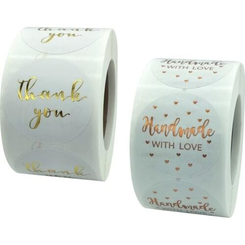 38mm Bronze Gold Thank You Sticker Handmade With Love Seal Labels Gift Box Packing Stationary Stickers Decorations