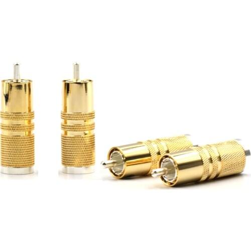 4pcs Yter SRCA Gold Male RCA connector rca plugs Audio Cable Connector