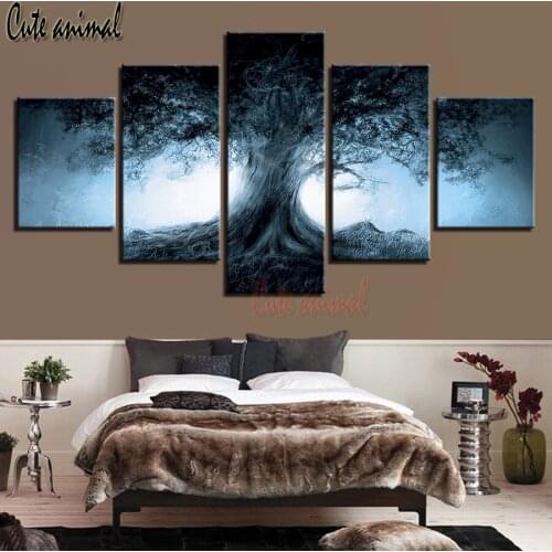 5 Pieces Tree Landscape diamond embroidery full square round diamond painting cross stitch kits mosaic wall art modular pictures