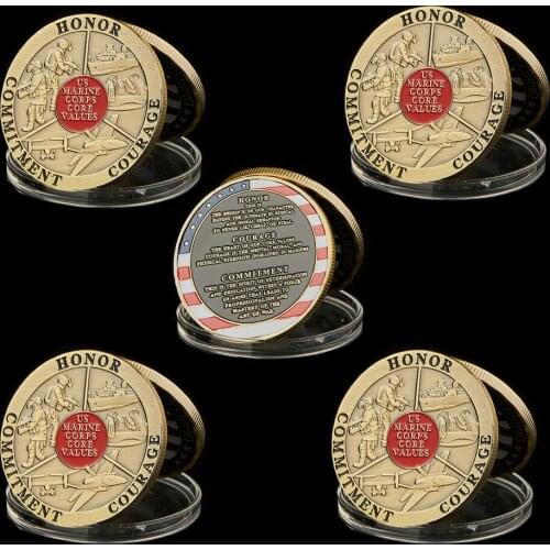 5PC US Navy, Land, Air Special Forces Honor Courage Commitment USA Military Token Challenge Coin Friend Gift Jewelry Collectible
