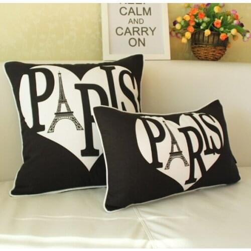 Paris Cushion Cover Love Heart Throw Pillow Case Minimalist Style Soft Pillow Cover Bedroom Sofa Decoration Gift