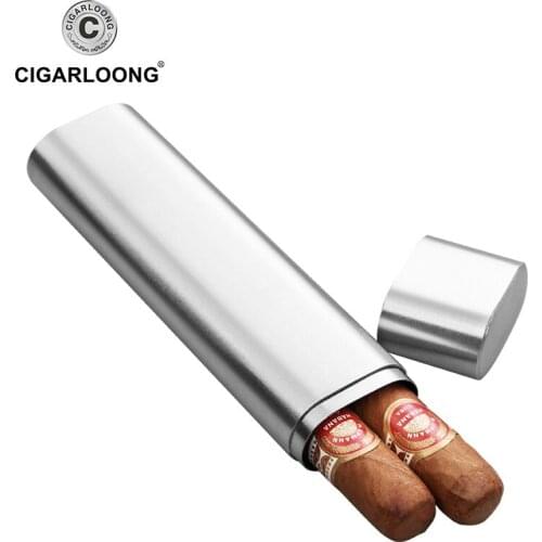 Stainless steel Double pipe cigar tube Travel tube Outdoor Cigar Humidor Carrying cigar CG-0122
