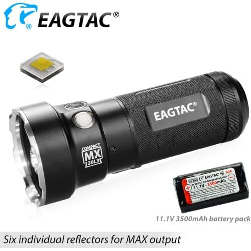 EAGTAC MX30L3CR KIT 6000 Lumen Rechargeable LED Flashlight Stainless Steel Bezel 3*18650 3500mAh Ultra Bright Photographer