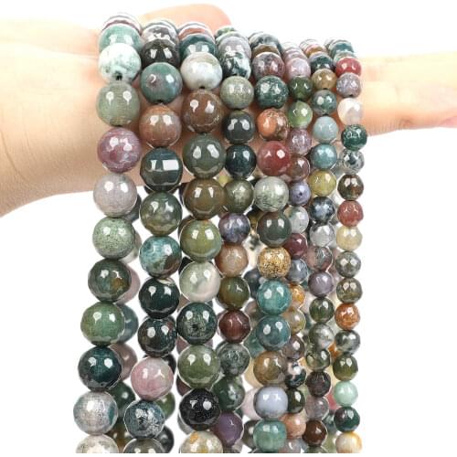 Faceted Indian Agate Natural Stone Beads Round Loose Space Beads For Jewelry Making Needlework DIY Bracelet Strand 4/6/8/10/12mm