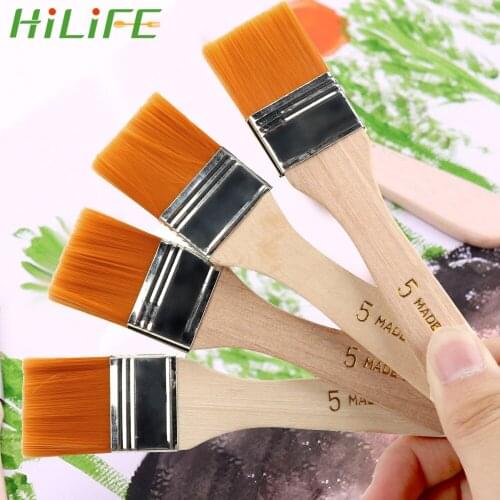 HILIFE 4Pcs/Set Wood Handles Hair Painting Brush Nylon Oil Paint Brush Watercolor Paint Drawing Art Supplies