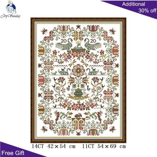 Joy Sunday Totem DA519 Counted and Stamped Home Decor Swan Flower Rabbit Butterfly Needlework Embroidery DIY Cross Stitch kits