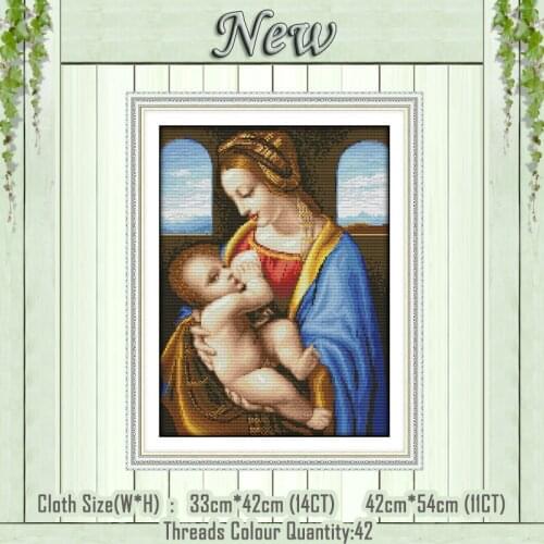 The Virgin and the son painting counted print on the canvas DMC 11CT 14CT kits DIY chinese Cross Stitch embroider needlework Set