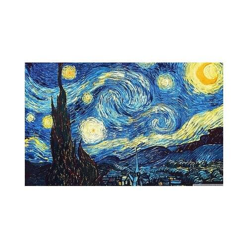 The Starry Night Vincent van Gogh Art Poster Print Silk Fabric Print Poster Print Cloth Fabric Wall Poster Custom Satin Poster