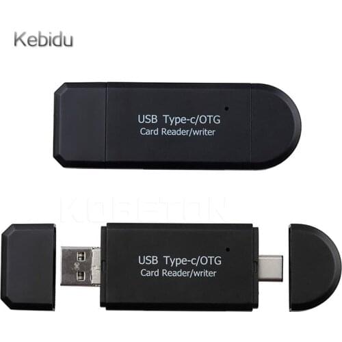 Kebidu 3 In 1 USB OTG Card Reader Flash Drive High-speed USB2.0 Type-C USB Combo with 2-Slot Adapter for MacBook 12" Smartphone