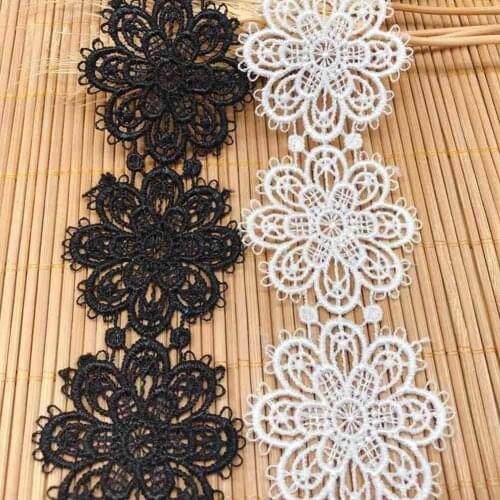 1PCS Beautiful White/Black Color Net Lace Trim Embroidered Lace Ribbon For Sewing Wedding Decoration DIY 49mm