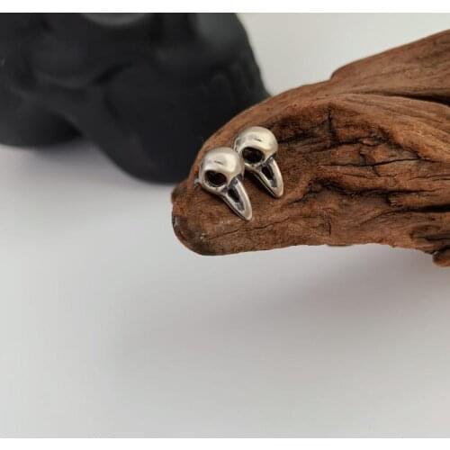 Personality Silver Color Crow Head Stud Earring Motorcycle Party Unisex Earring Punk Hip Hop Rock Earrings Cool Earrings Jewelry