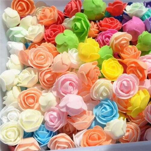 50pcs/ Bag Multicolor Mini PE Foam Artificial Handmade Rose Head DIY Wedding Home Decoration Festival Party Supplies