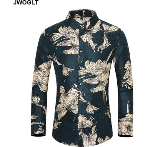 45KG-120KG Autumn New Men Flowers Shirt Casual Button Down Long Sleeve Floral Printed Mens Hawaiian Aloha Shirt 5XL 6XL 7XL