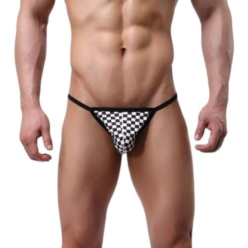 Mens Plaid Checks Low-rise Briefs Sexy Bikini Pouch Underwear Fashion Jockstrap U Convex Underpants Plus Size Masculina Hombre