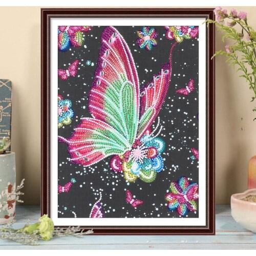 30*40cm DIY 5D Mosaic Butterfly Animal Part Drill Special Shape Diamond Resin Painting Kit Rhinestone Drawing Room Decor New