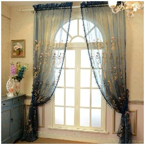 New 2016 European Luxury Embroidery Wave Bedroom Living Room Tulles Embroidered Voile Curtains Shade Customized Sheers