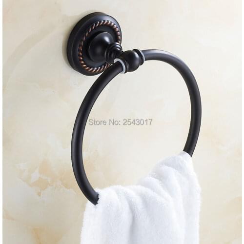 Newly High Quality Bathroom Accessories Towel Ring Black Bronze Finish Wall Mounted Towel Holder Classic European Style ZR2209