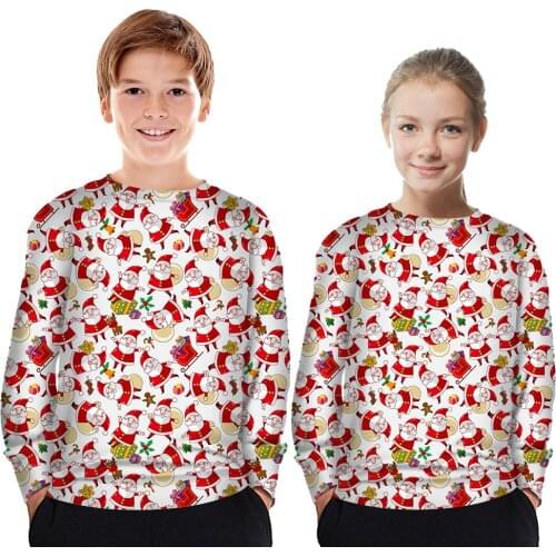 New Style Europe and America Hot Selling Autumn Clothing Drop-shoulder Sleeve Autumn Christmas Big Boy Digital Printing