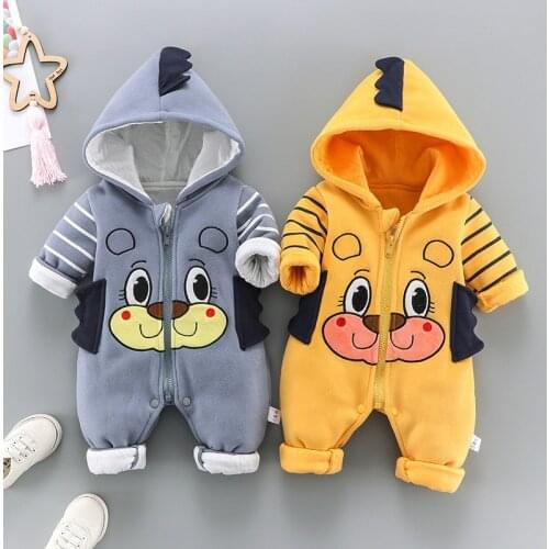 Baby clothes cartoon newborn one-piece romper autumn and winter new warm female baby long-sleeved one-piece baby romper outing c
